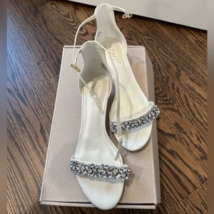 Satin White Sandal with Small Heel